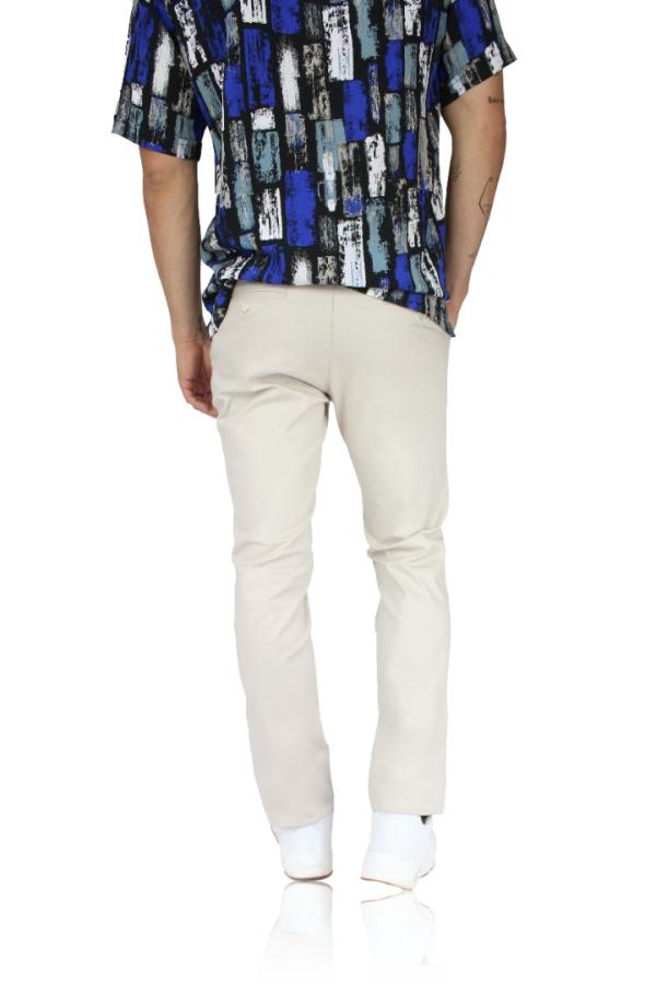 Pantalón Color Arena Stretch Slim Fit De Algodón Para Caballero